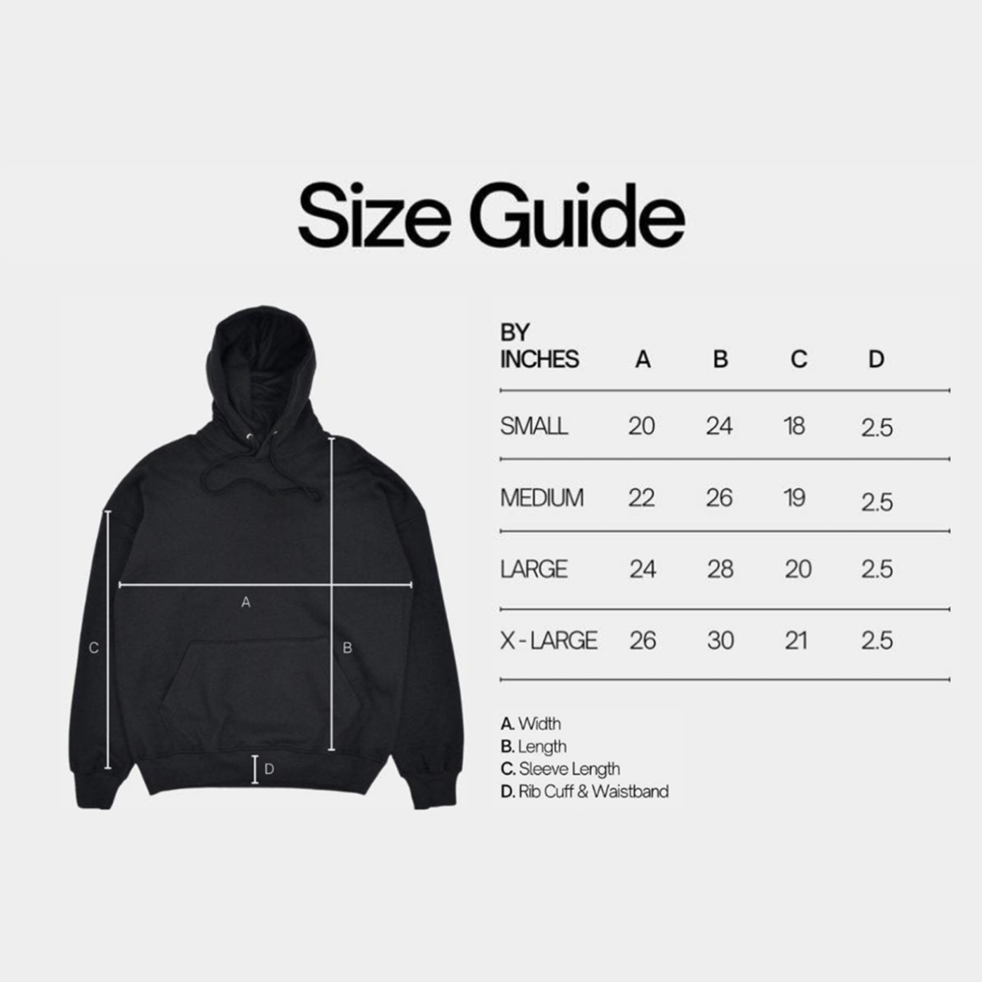Hoodie Size Guide